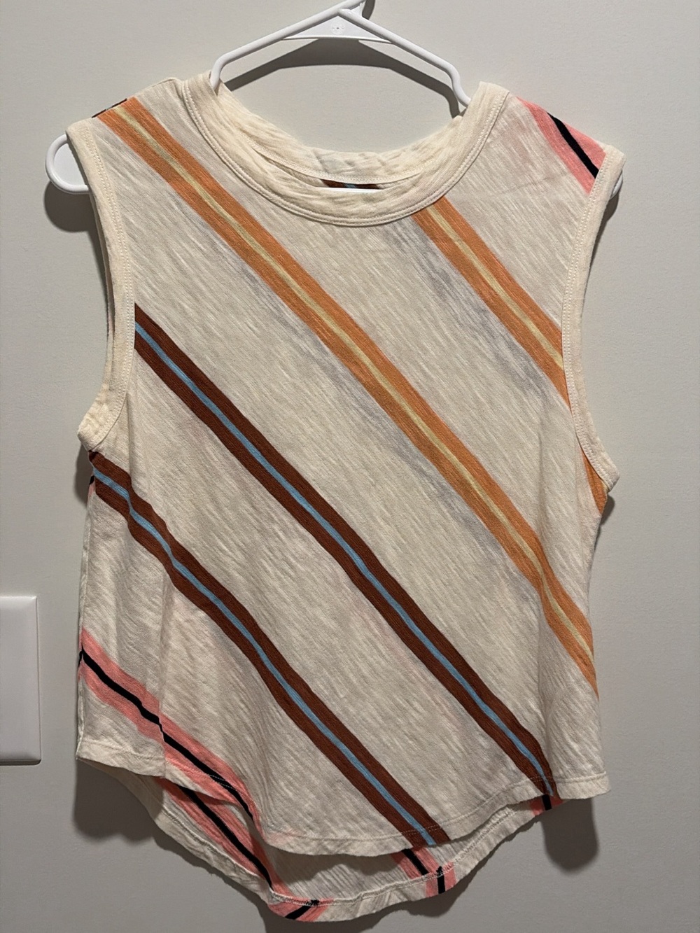 Lou & Grey Cream Tank with Diagonal Stripe Accents
